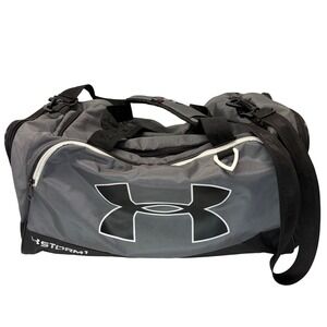 Under Armour Storm1 Duffle Bag Gray Black HeatGear Gym Travel